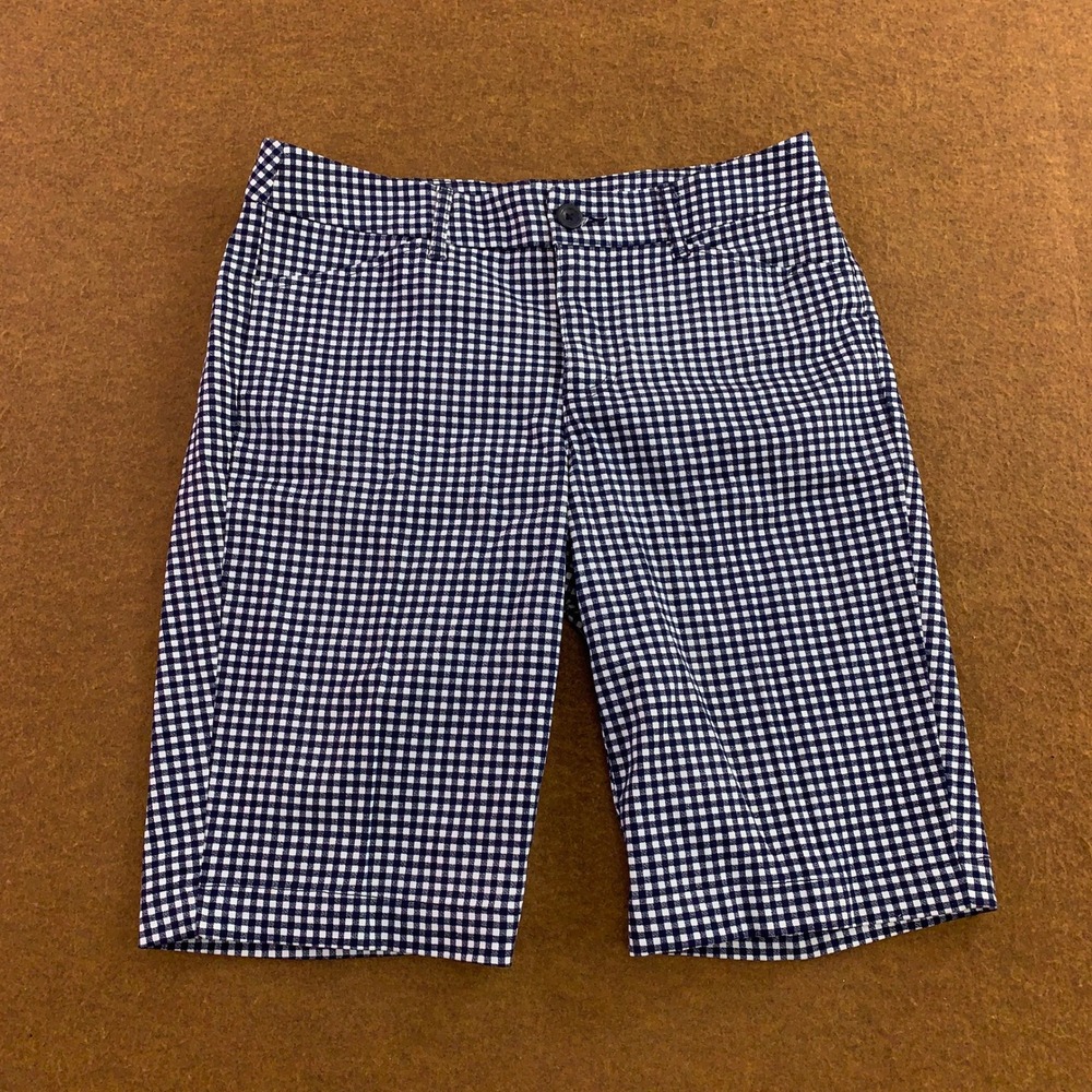St. John's Bay Navy and White Gingham Bermuda Shorts